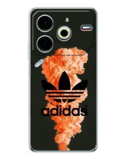 Чехол для TECNO Pova 7 Pro с картинкой «Оранжевый дым Adidas»
