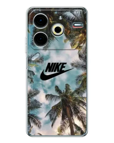 Чехол для TECNO Pova 7 Pro с картинкой «Тропический принт Nike» Чехол для TECNO Pova 7 Pro с картинкой «Тропический принт Nike»