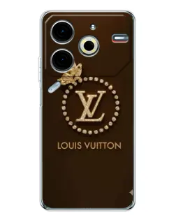 Чохол для TECNO Pova 7 Pro з картинкою «LV — золота печатка»