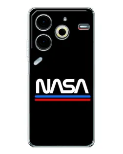 Чохол для TECNO Pova 7 Pro з картинкою «NASA — класика Red Blue» Чохол для TECNO Pova 7 Pro з картинкою «NASA — класика Red Blue»