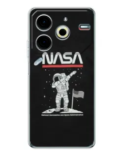 Чохол для TECNO Pova 7 Pro з картинкою «NASA — крокуємо по Місяцю»