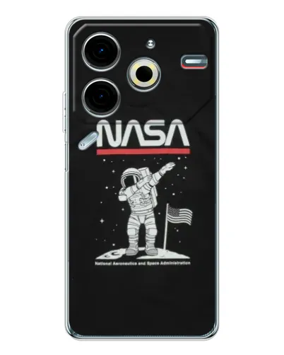 Чохол для TECNO Pova 7 Pro з картинкою «NASA — крокуємо по Місяцю»
