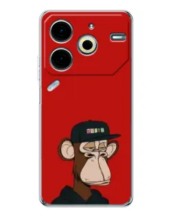 Чохол для TECNO Pova 7 Pro з картинкою «Bored Ape — червоний фон» Чохол для TECNO Pova 7 Pro з картинкою «Bored Ape — червоний фон»