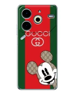 Чохол для TECNO Pova 7 Pro з картинкою «Gucci — смуги та Міккі»