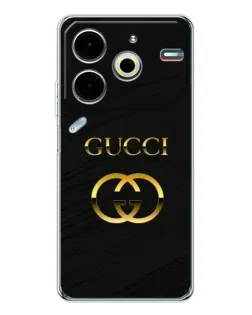 Чохол для TECNO Pova 7 Pro з картинкою «Золотий логотип Gucci»