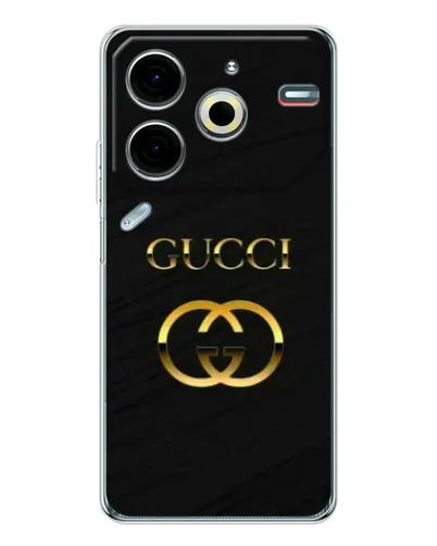 Чохол для TECNO Pova 7 Pro з картинкою «Золотий логотип Gucci»