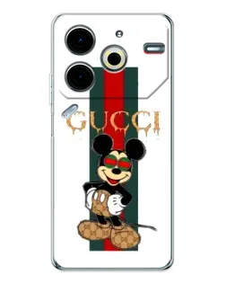 Чохол для TECNO Pova 7 Pro з картинкою «Міккі Маус Gucci — смуги»