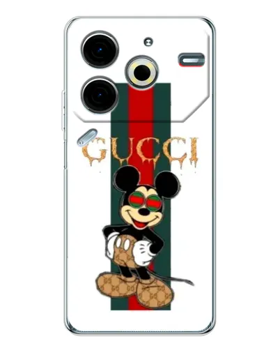 Чохол для TECNO Pova 7 Pro з картинкою «Міккі Маус Gucci — смуги»