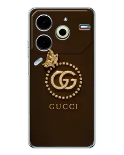 Чохол для TECNO Pova 7 Pro з картинкою «Gucci — золотий метелик»