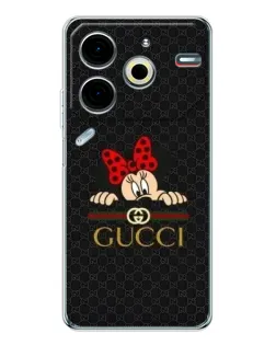 Чохол для TECNO Pova 7 Pro з картинкою «Мінні Маус Gucci — чорний»