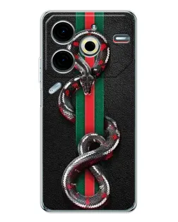 Чехол для TECNO Pova 7 Pro с картинкой «Gucci — змея на полосе»