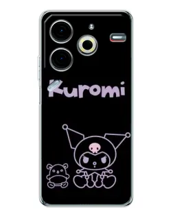 Чохол для TECNO Pova 7 Pro з картинкою «Kuromi — чорний мінімалізм»