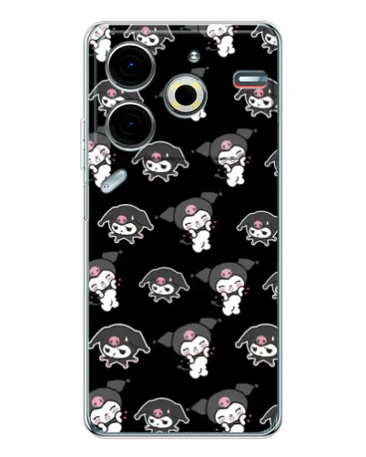 Чехол для TECNO Pova 7 Pro с картинкой «Черный паттерн Kuromi» Чехол для TECNO Pova 7 Pro с картинкой «Черный паттерн Kuromi»