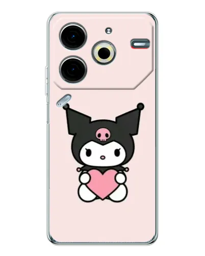 Чехол для TECNO Pova 7 Pro с картинкой «Kuromi и сердце» Чехол для TECNO Pova 7 Pro с картинкой «Kuromi и сердце»