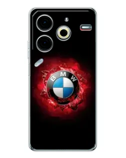 Чехол для TECNO Pova 7 Pro с картинкой «Логотип BMW — вспышка»