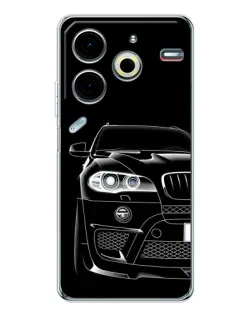 Чехол для TECNO Pova 7 Pro с картинкой «Темный силуэт BMW»