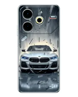 Чехол для TECNO Pova 7 Pro с картинкой «BMW в свете фар»