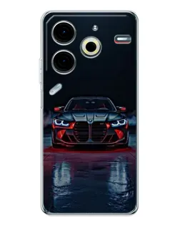 Чехол для TECNO Pova 7 Pro с картинкой «BMW на мокрой дороге»