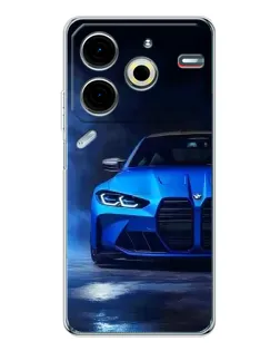 Чехол для TECNO Pova 7 Pro с картинкой «Голубая BMW M4»