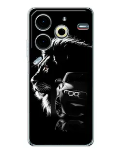 Чехол для TECNO Pova 7 Pro с картинкой «BMW и лев»