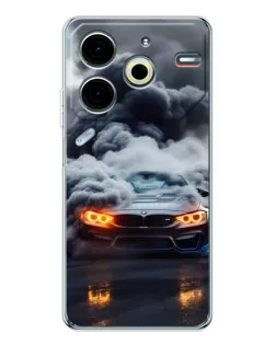 Чехол для TECNO Pova 7 Pro с картинкой «BMW в дыму»