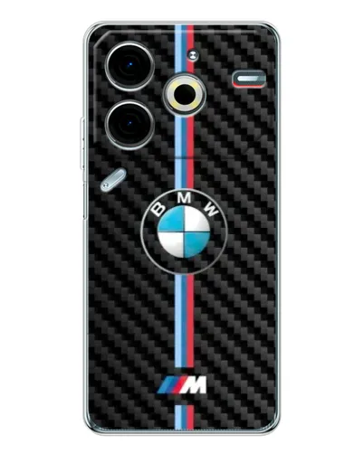 Чехол для TECNO Pova 7 Pro с картинкой «Эмблема BMW и карбон» Чехол для TECNO Pova 7 Pro с картинкой «Эмблема BMW и карбон»