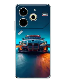 Чехол для TECNO Pova 7 Pro с картинкой «BMW — огни неона» Чехол для TECNO Pova 7 Pro с картинкой «BMW — огни неона»