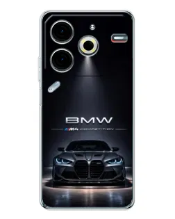Чехол для TECNO Pova 7 Pro с картинкой «BMW сквозь ночной город» Чехол для TECNO Pova 7 Pro с картинкой «BMW сквозь ночной город»