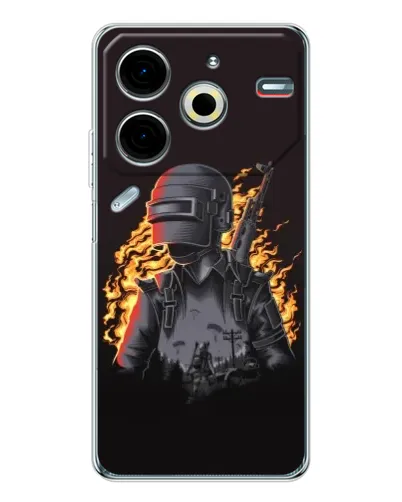 Чохол для TECNO Pova 7 Pro з картинкою «PUBG — вогняний силует» Чохол для TECNO Pova 7 Pro з картинкою «PUBG — вогняний силует»