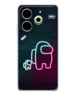Чохол для TECNO Pova 7 Pro з картинкою «Among Us неон-арт»