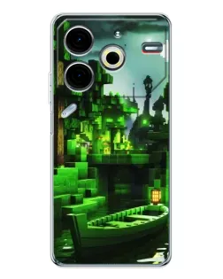 Чохол для TECNO Pova 7 Pro з картинкою «Minecraft лісовий пейзаж»