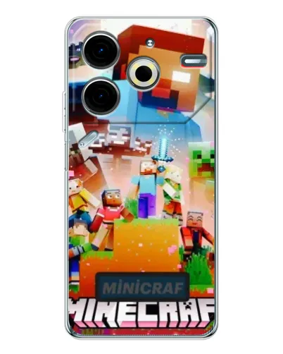 Чехол для TECNO Pova 7 Pro с картинкой «Minecraft герои игры»