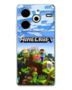 Чехол для TECNO Pova 7 Pro с картинкой «Minecraft классический мир»