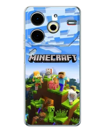 Чехол для TECNO Pova 7 Pro с картинкой «Minecraft классический мир»