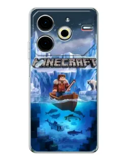 Чехол для TECNO Pova 7 Pro с картинкой «Minecraft ледяной мир»