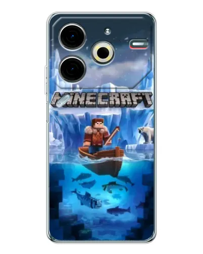 Чехол для TECNO Pova 7 Pro с картинкой «Minecraft ледяной мир»