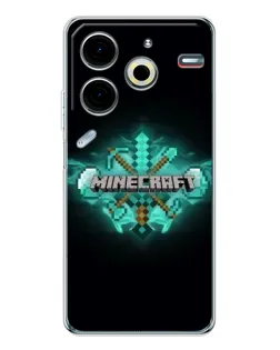 Чехол для TECNO Pova 7 Pro с картинкой «Minecraft Diamond лого»