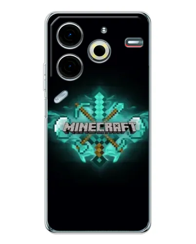 Чехол для TECNO Pova 7 Pro с картинкой «Minecraft Diamond лого»