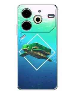 Чехол для TECNO Pova 7 Pro с картинкой «Черепаха Minecraft»