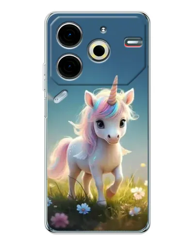 Чехол для TECNO Pova 7 Pro с картинкой «Единорог на поляне»