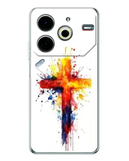 Чохол для TECNO Pova 7 Pro з картинкою «Акварельний хрест»