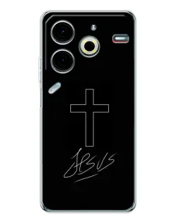 Чехол для TECNO Pova 7 Pro с картинкой «Графический крест Jesus»