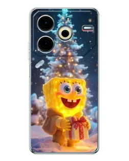 Чохол для TECNO Pova 7 Pro з картинкою «Різдвяний Спанч Боб»