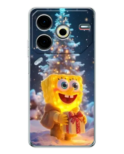Чохол для TECNO Pova 7 Pro з картинкою «Різдвяний Спанч Боб»