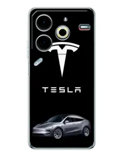 Чохол для TECNO Pova 7 Pro з картинкою «Tesla Model Y»