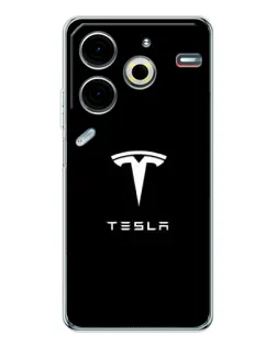 Чохол для TECNO Pova 7 Pro з картинкою «Tesla White Logo»