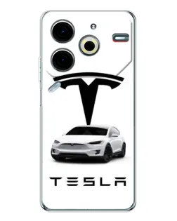 Чохол для TECNO Pova 7 Pro з картинкою «Tesla White Style»