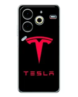 Чохол для TECNO Pova 7 Pro з картинкою «Tesla Red Logo»