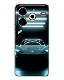 Чохол для TECNO Pova 7 Pro з картинкою «Tesla в неоні»