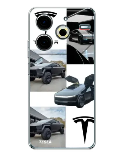 Чохол для TECNO Pova 7 Pro з картинкою «Колаж Cybertruck Tesla» Чохол для TECNO Pova 7 Pro з картинкою «Колаж Cybertruck Tesla»